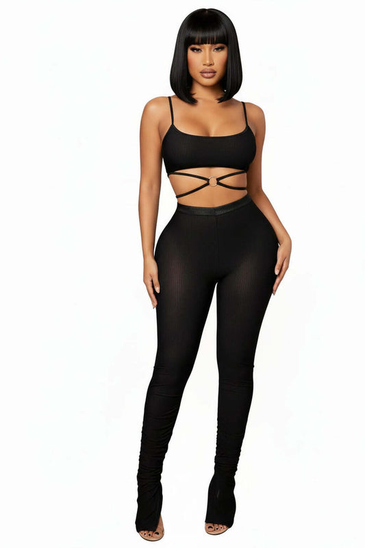 PANTALON SECONDE PEAU TRANSPARENT PIED FENDU