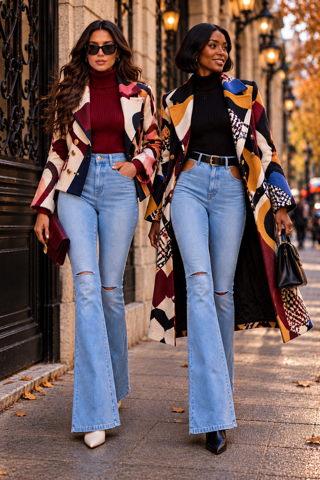 PANTALON JEANS BLEU CLAIR TAILLE DÉCOUPÉ - AMADELEINA