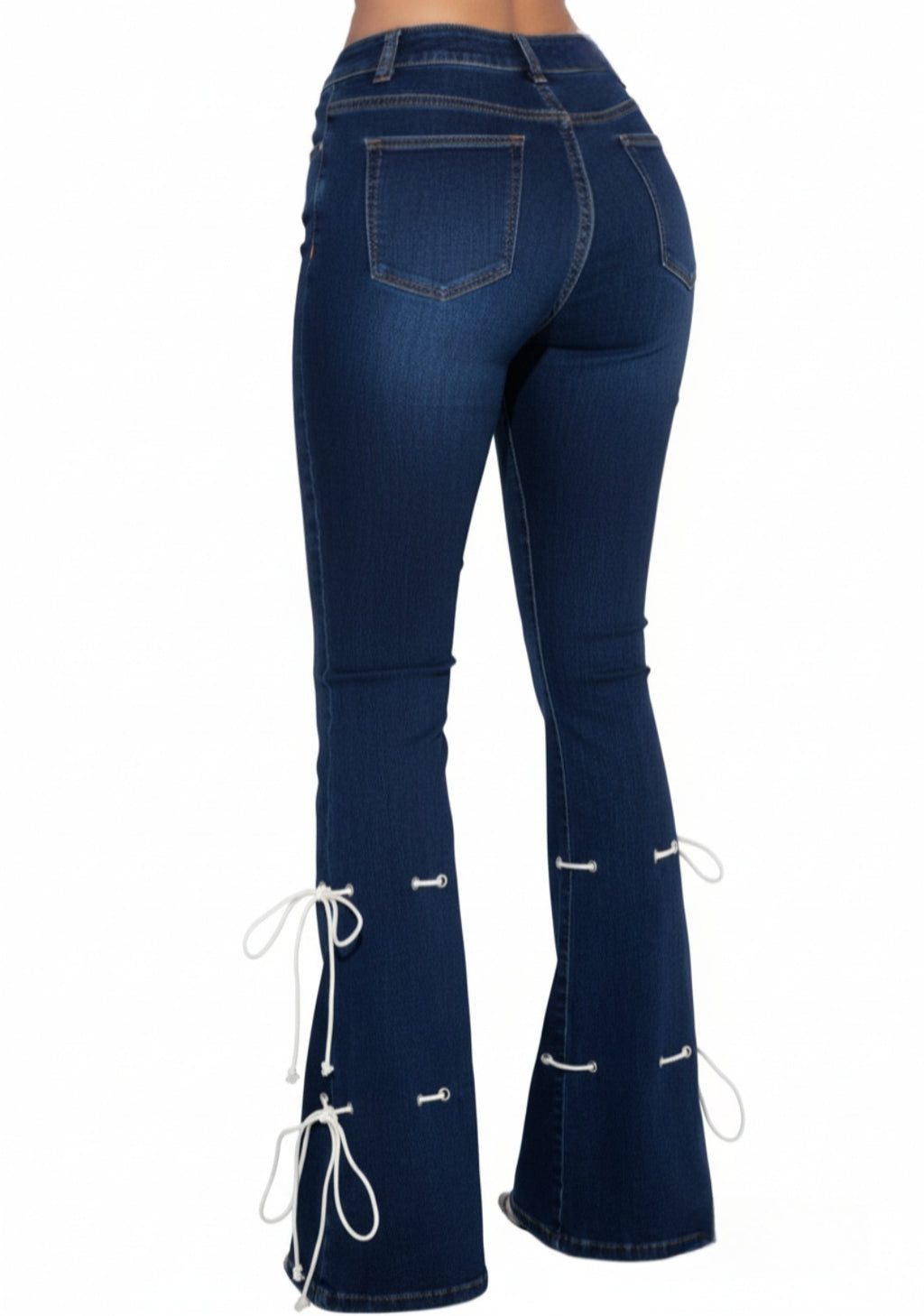 JEANS BLEU A LACETS AMADELEINA