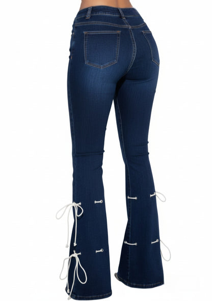 JEANS BLEU A LACETS AMADELEINA