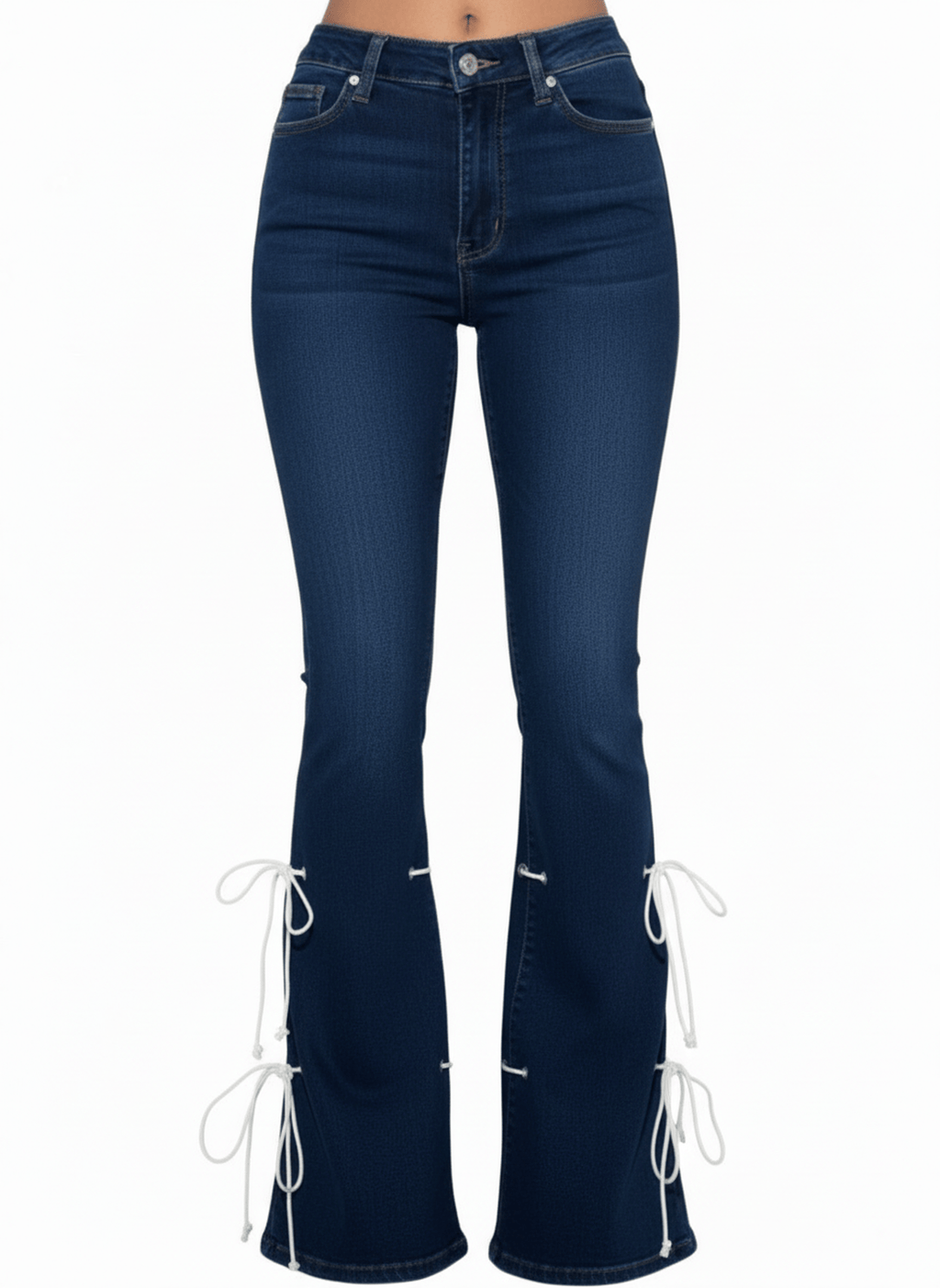 JEANS BLEU A LACETS AMADELEINA