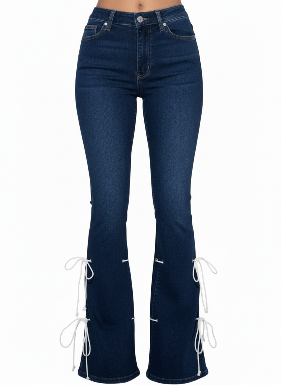 JEANS BLEU A LACETS AMADELEINA