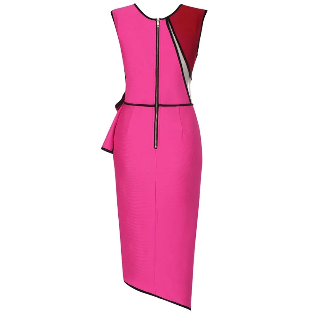 ROBE ASYMÉTRIQUE MULTICOLORES AMADELEINA