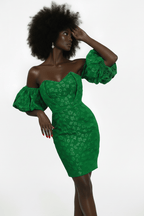 ROBE FLORIALE VERTE ÉMERAUDE  AMADELEINA