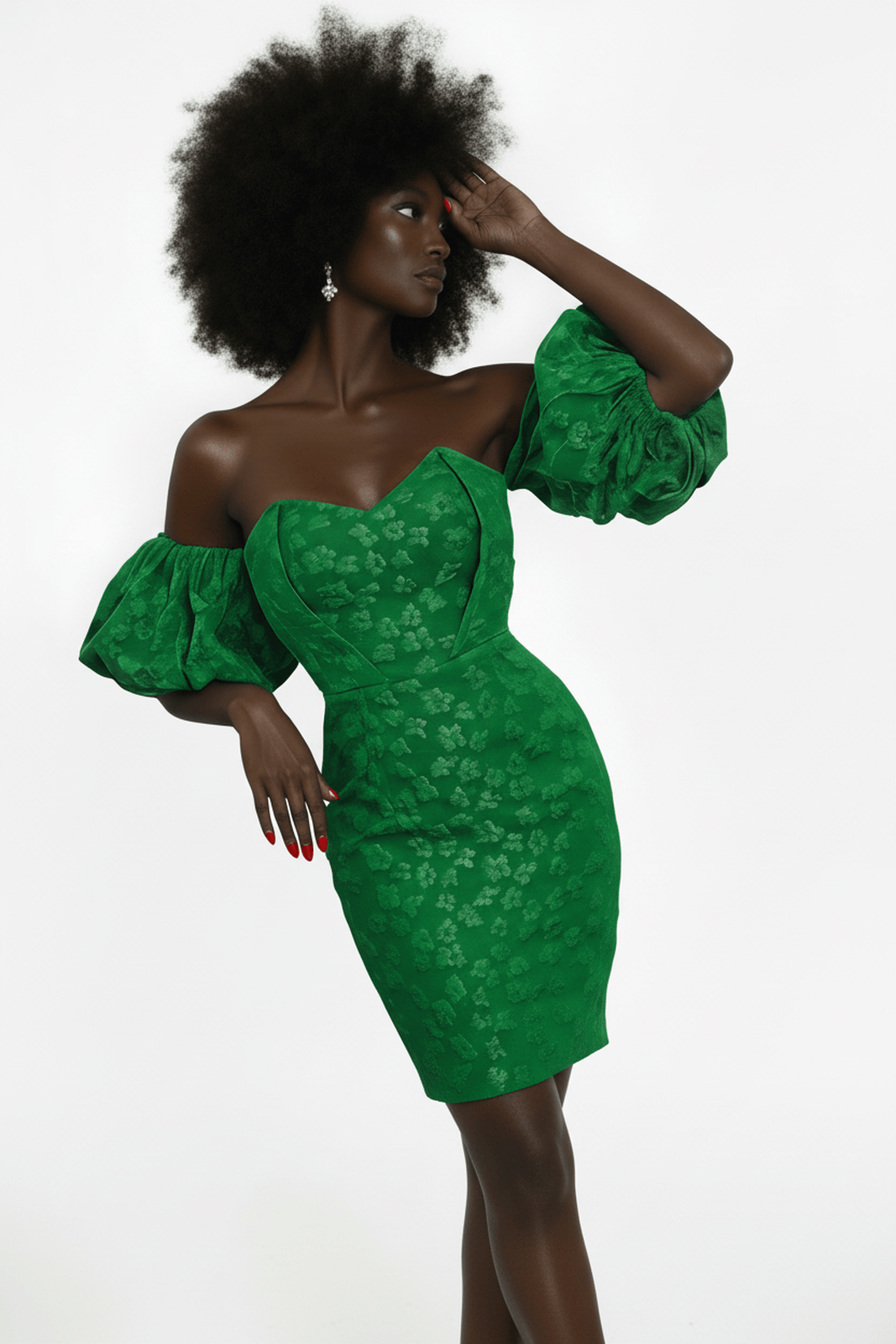 ROBE FLORIALE VERTE ÉMERAUDE  AMADELEINA
