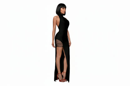 ROBE LONGUE NOIR  DOS-NU