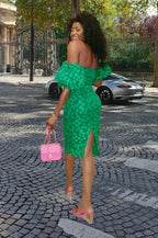 ROBE FLORIALE VERTE ÉMERAUDE  AMADELEINA