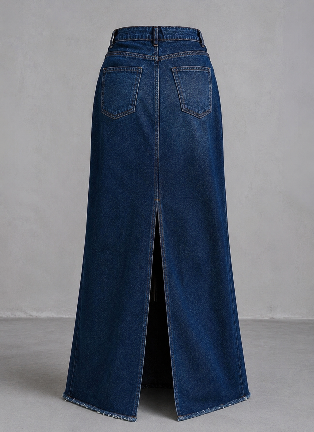 JUPE JEANS LONGUE BLEU   FONCÉ FENTE LATÉRALE - AMADELEINA
