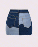 MINI JUPE DENIM  PATCHWORK AMADELEINA