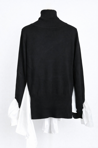 PULL-OVER 2 EN 1 BI-MATIÈRE NOIR&BLANC