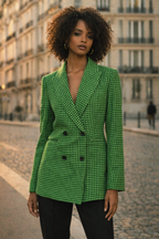 BLAZER PIED-DE-POULE VERT STATEMENT