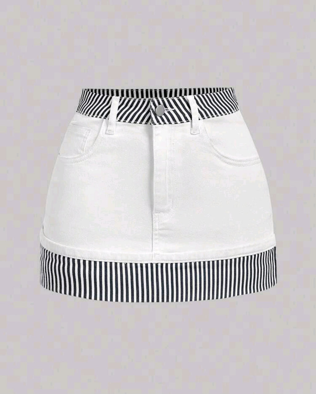 MINI JUPE JEANS NOIR & BLANCHE URBAIN CHIC AMADELEINA