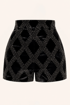 SHORT NOIR & ARGENTÉ  EN VELOURS AMADELEINA