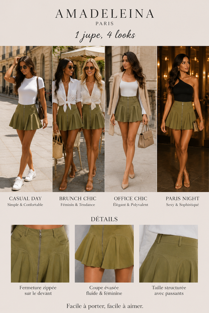 MINI-JUPE  KAKI OLIVE - AMADELEINA