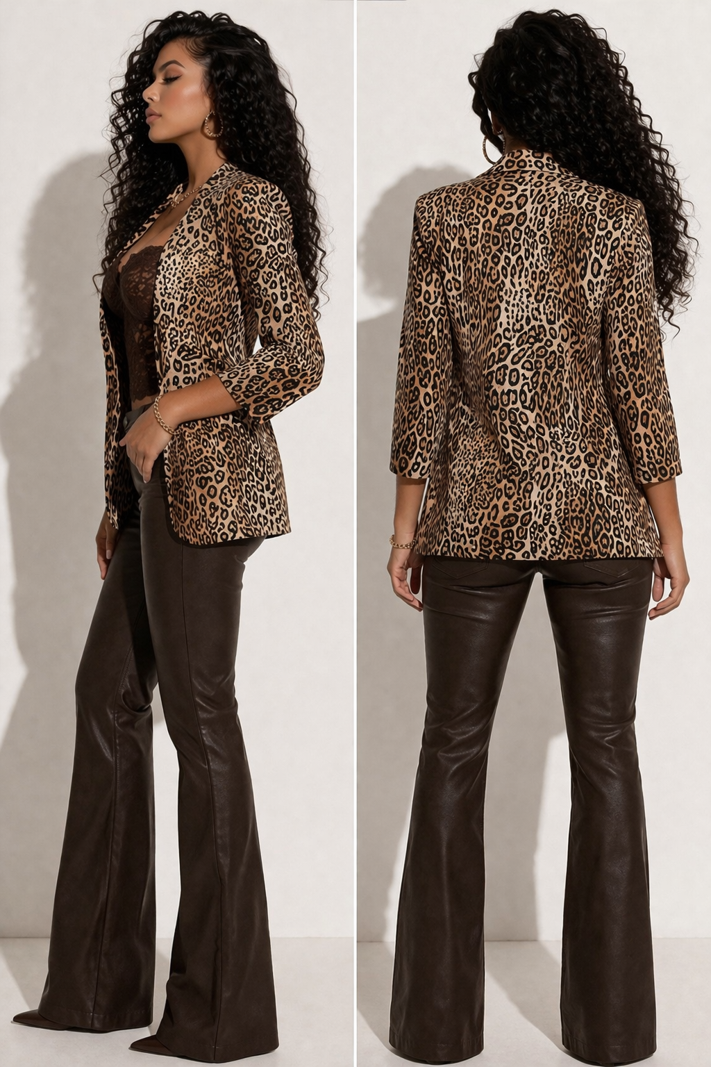 BLAZER IMPRIMÉ LÉOPARD – MANCHES 3/4 AMADELEINA