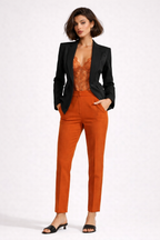 Blazer Lin Longues Manches Femme Dos Ouvert Lacets Nude ou Noir
