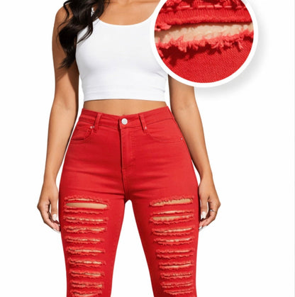 Jean Flare Sculptant – Rouge Intense