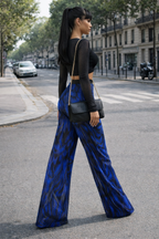 PANTALON FLUIDE IMPRIMÉ NOIR BLEU - AMADELEINA