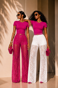PANTALON FLUIDE DENTELLE ÉLÉGANCE AMADELEINA