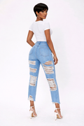 JEANS  BLEU  PANTACOURT 7/8 DESTROY - AMADELEINA