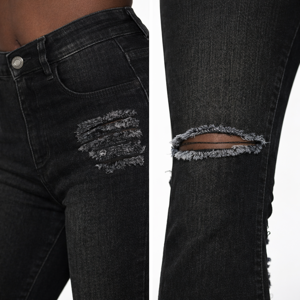 PANTALONS JEANS DESTROY JAMBES ÉVASÉES AMADELEINA