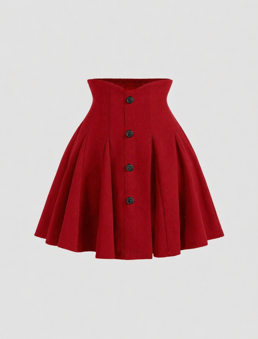 JUPE ROUGE  ÉVASÉE LONGUEUR MI-CUISSES TAILLE HAUTE
