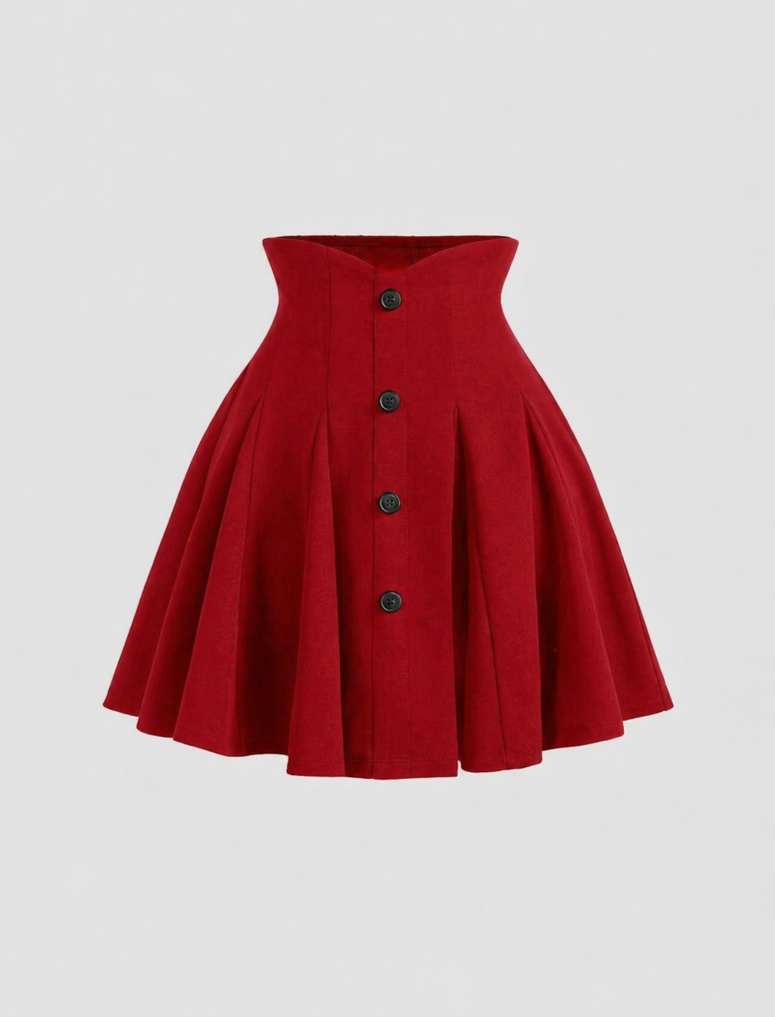 JUPE ROUGE  ÉVASÉE LONGUEUR MI-CUISSES TAILLE HAUTE