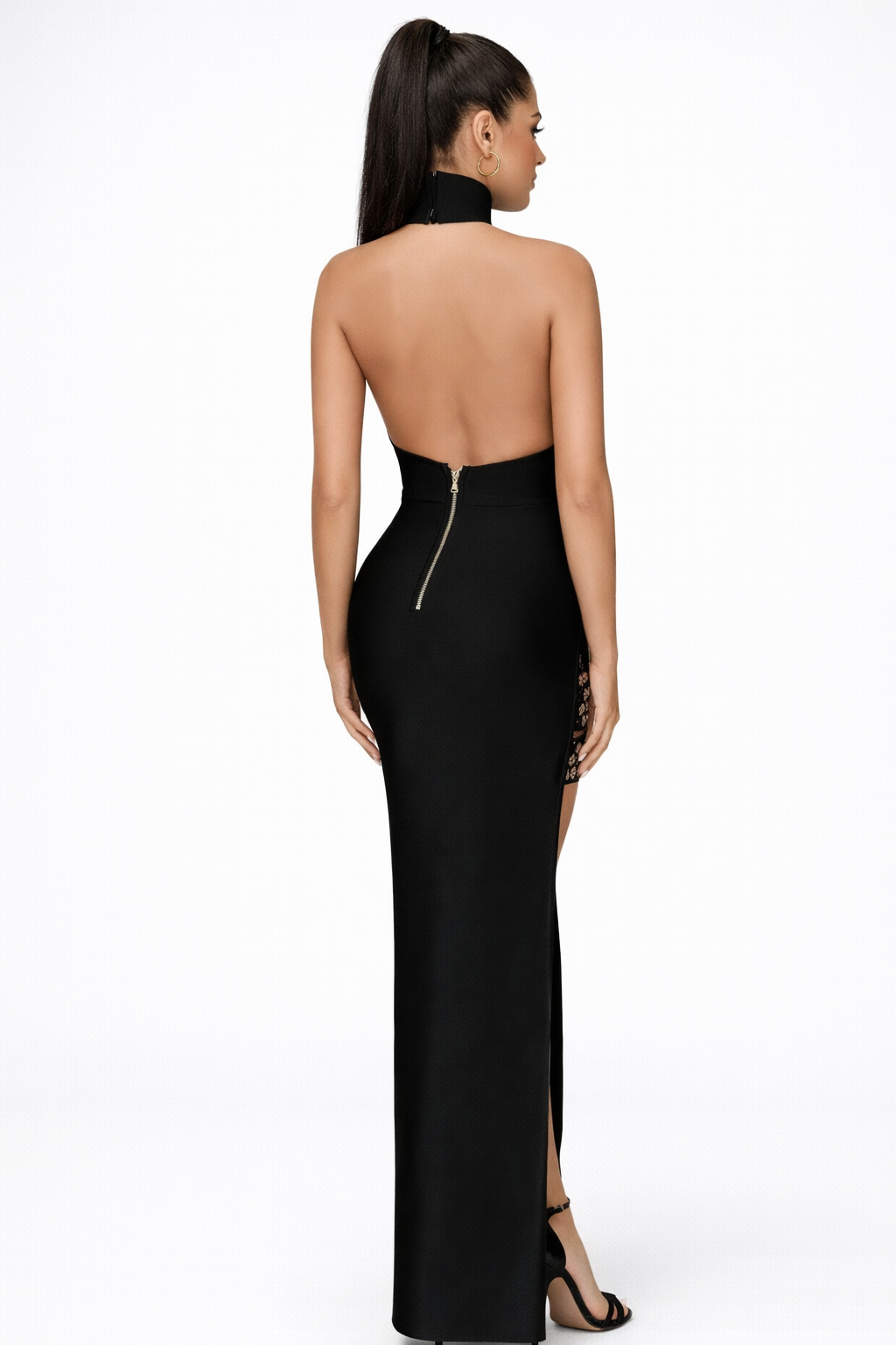 ROBE LONGUE NOIR  DOS-NU AMADELEINA