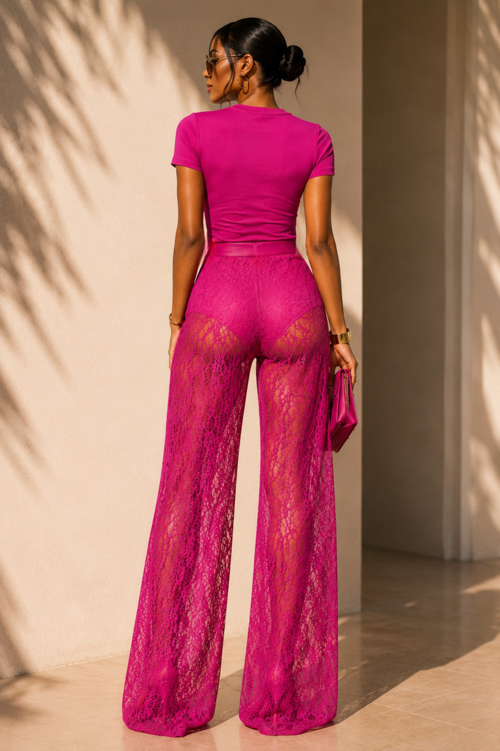 PANTALON FLUIDE DENTELLE ÉLÉGANCE AMADELEINA