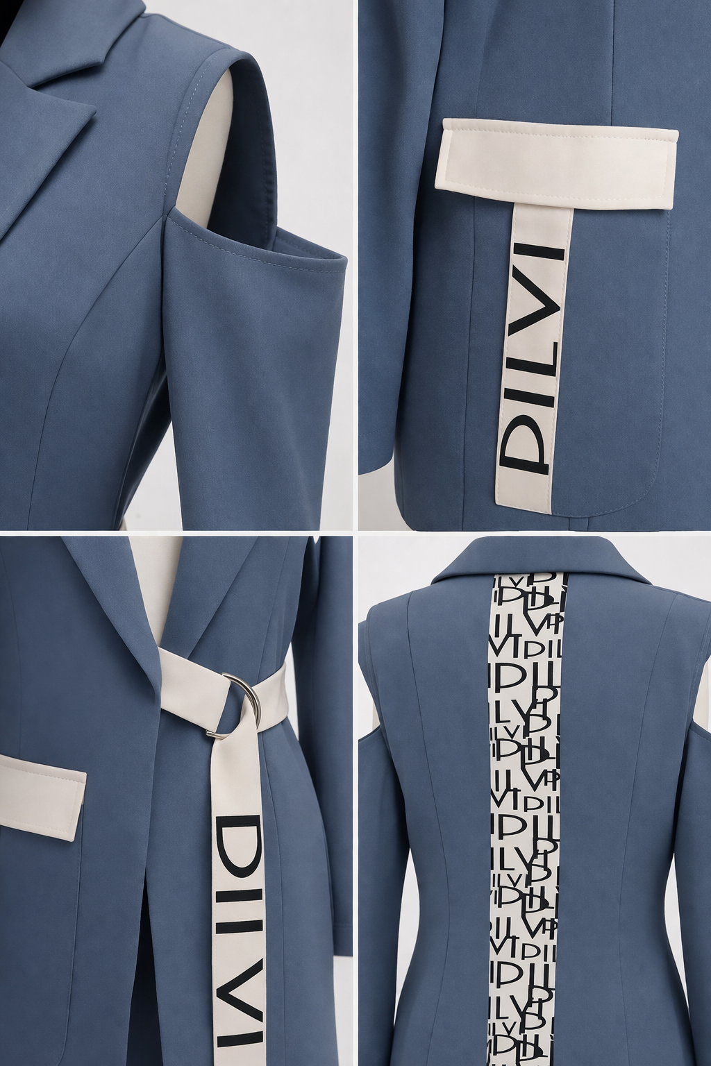 BLAZER GRAPH MANCHES LONGUES  BLEU GRIS AMADELEINA