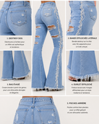 JEANS BLEU FRANCHES DESTROY - AMADELEINA