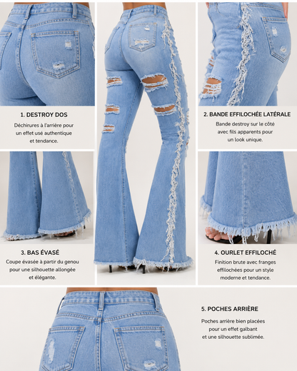 JEANS BLEU FRANCHES DESTROY - AMADELEINA