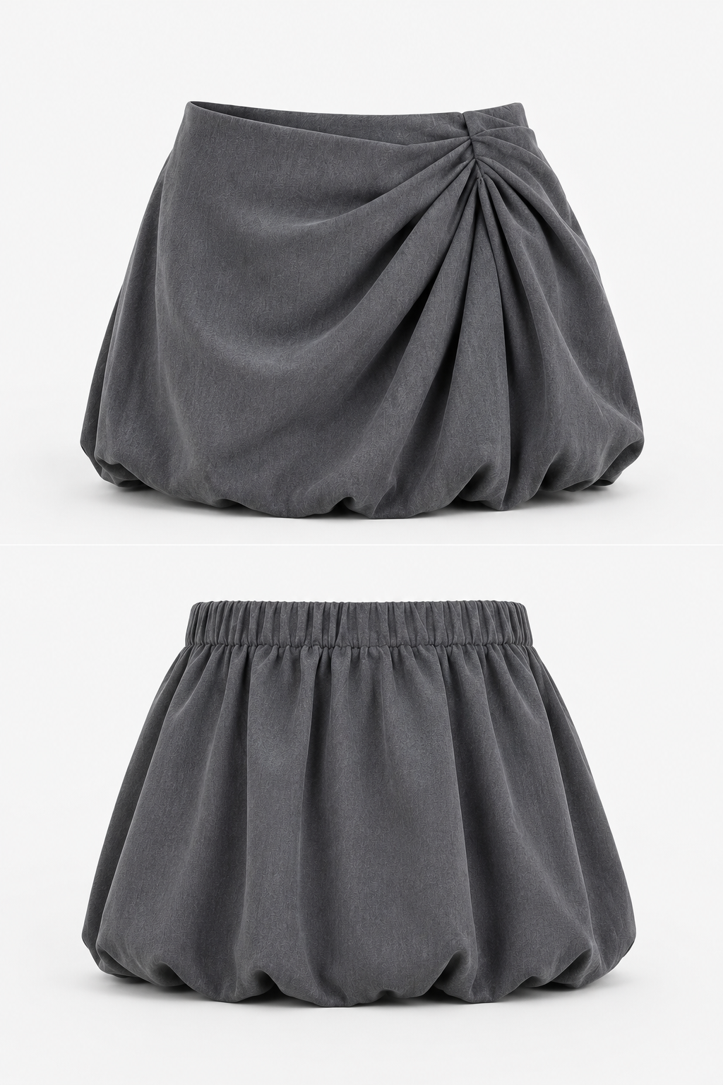 MNI-JUPE BUBBLE DRAPÉE GRISE - AMADELEINA