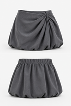 MNI-JUPE BUBBLE DRAPÉE GRISE - AMADELEINA