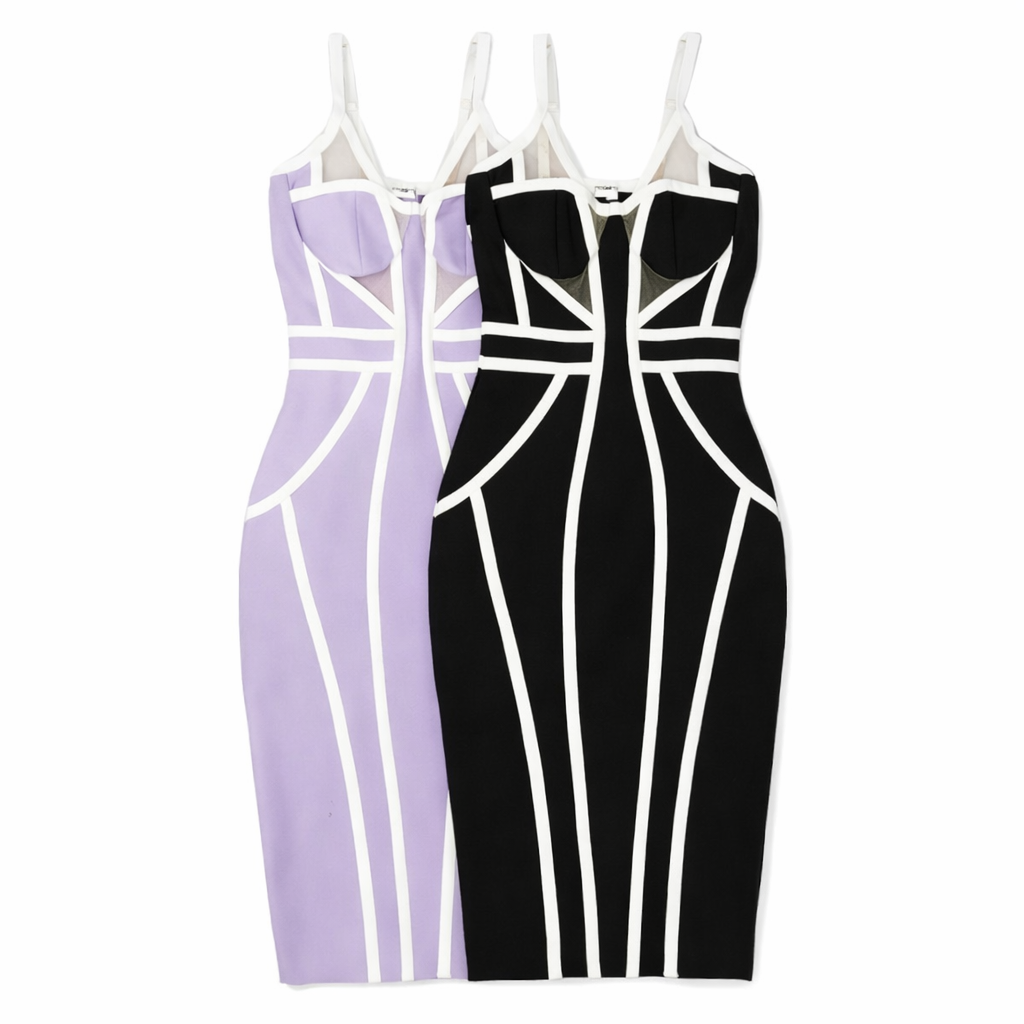 ROBE MOULANTE FINES BRETELLES NOIR OU VIOLETTE AMADELEINA