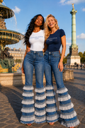PANTALON JEANS BLEU VOLANTS  AMADELEINA