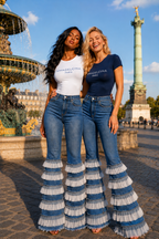 PANTALON JEANS BLEU VOLANTS  AMADELEINA