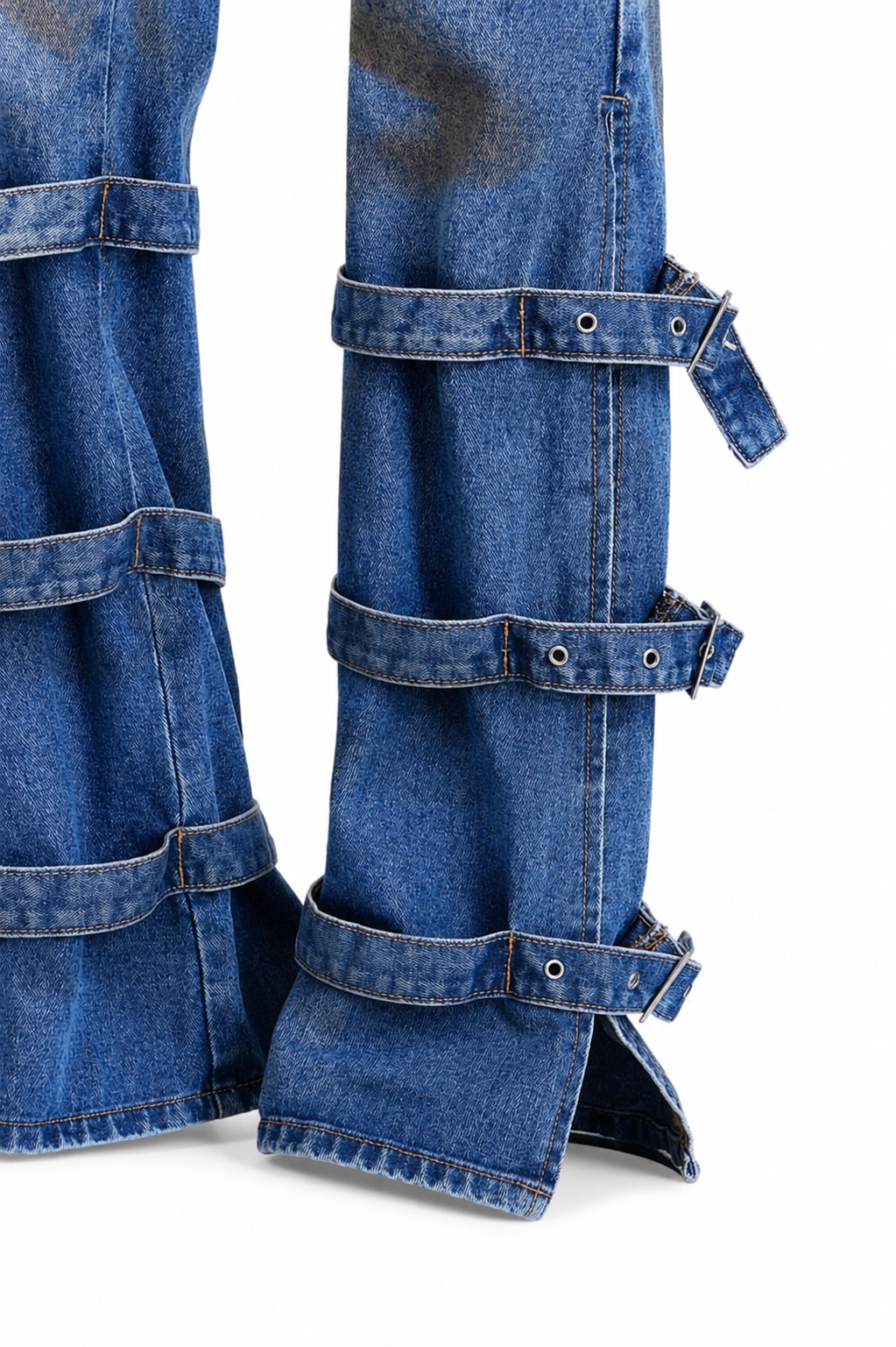 JEANS BLEU À SANGLES AMPLE ET DROITE – AMADELEINA