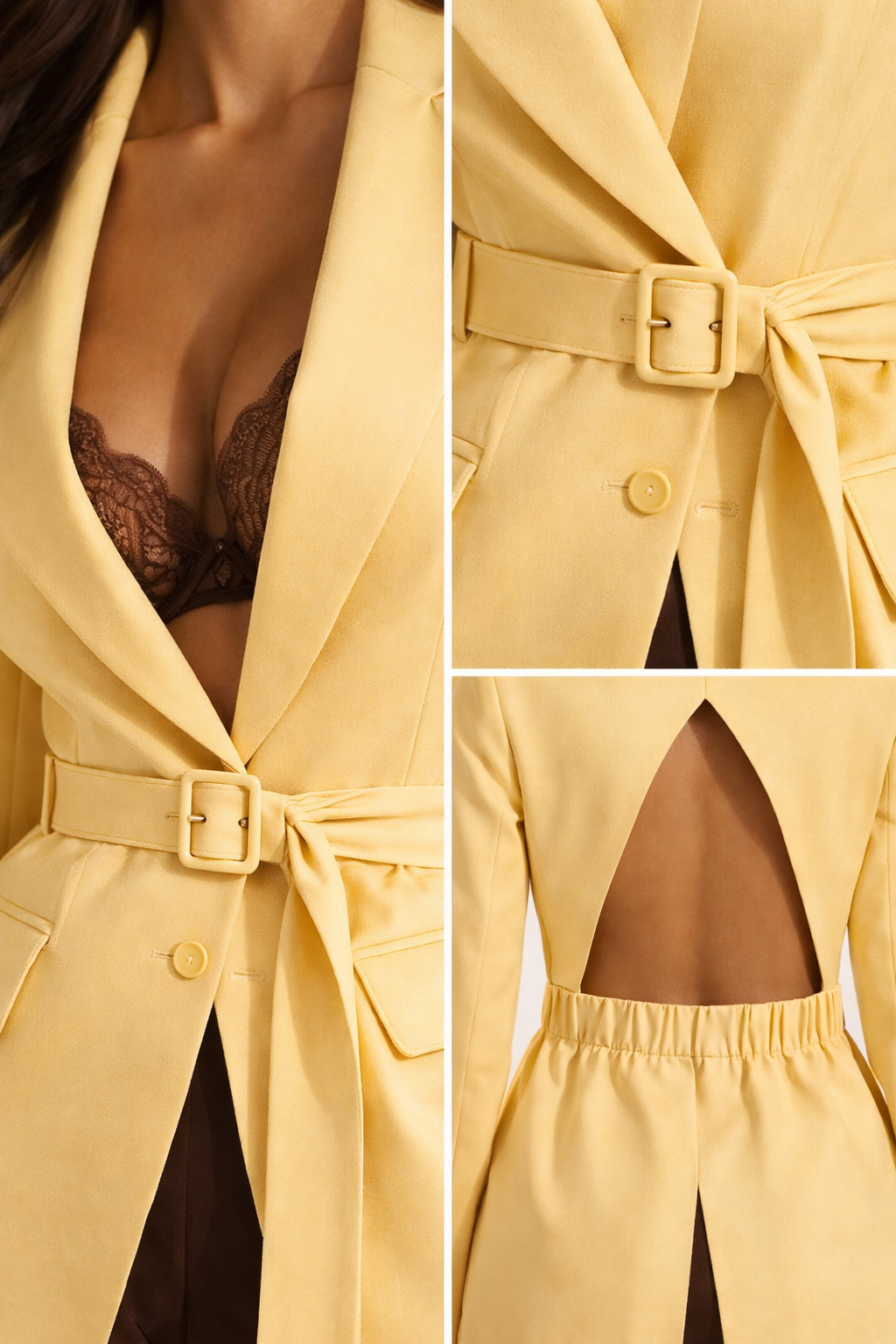 BLAZER FEMME CEINTURÉ - DOS OUVERT - AMADELEINA