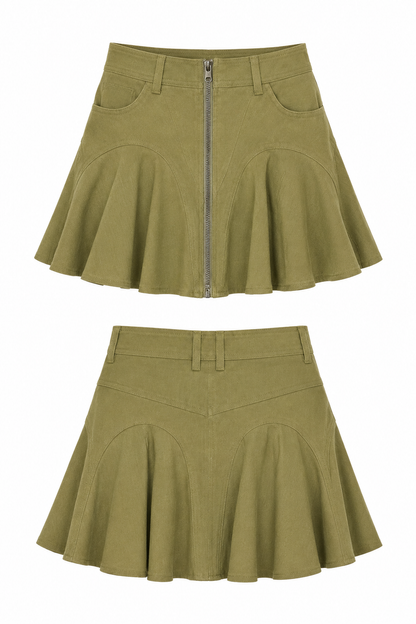 MINI-JUPE  KAKI OLIVE - AMADELEINA