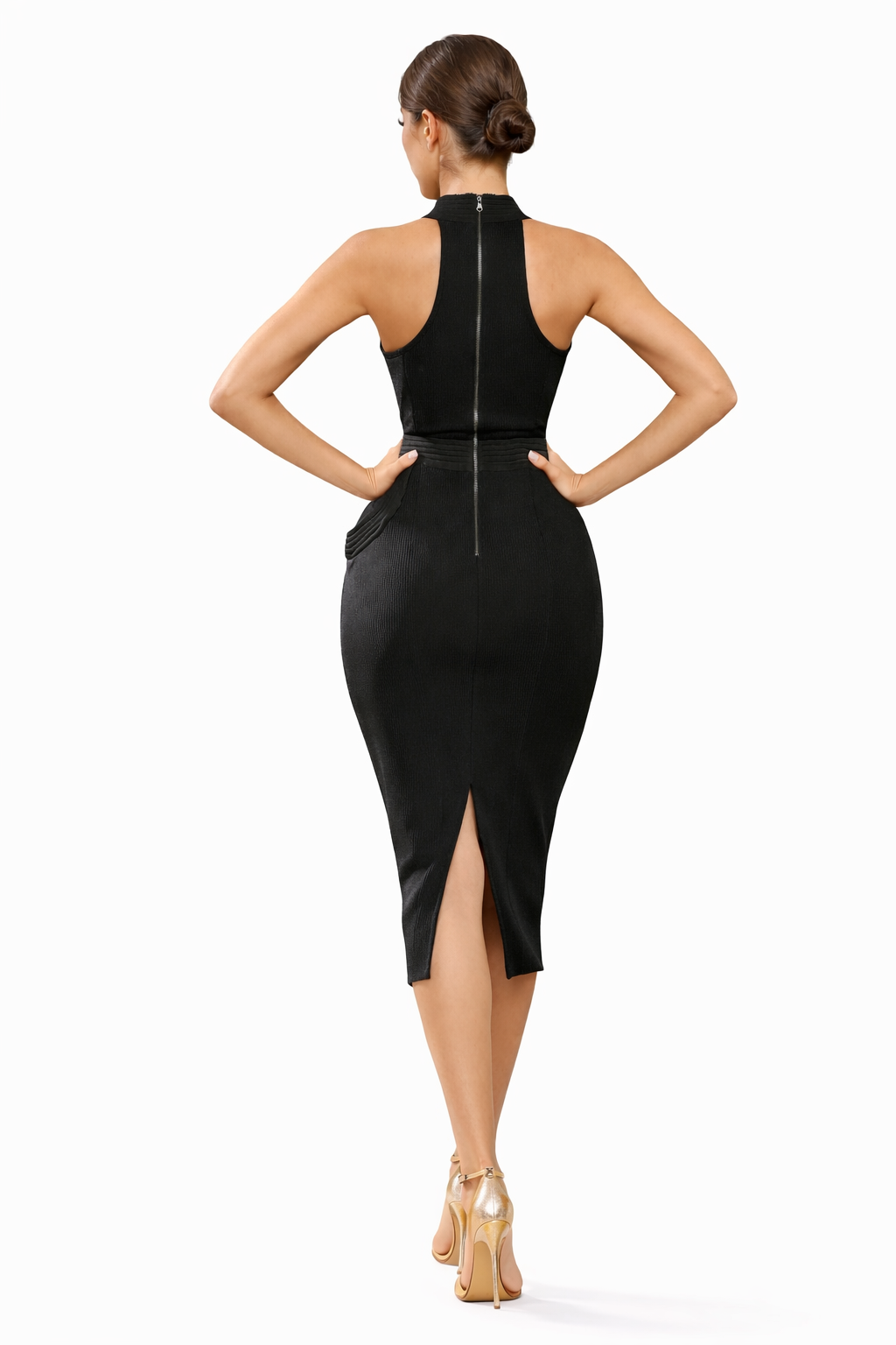 ROBE NOIR MI-LONGUE SANS MANCHES AMADELEINA