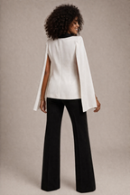 BLAZER NOIR & BLANC MANCHES FAUSSE CAPE - AMADELEINA