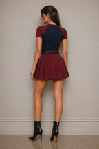 MINI JUPE PLISSÉE NOIR OU BORDEAUX - AMADELEINA