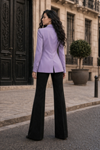 BLAZER LILAS POUDRÉ NOIR LONGUES MANCHES AMADELEINA