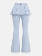PANTALON JEANS JUPE BLEU CIEL - AMADELEINA