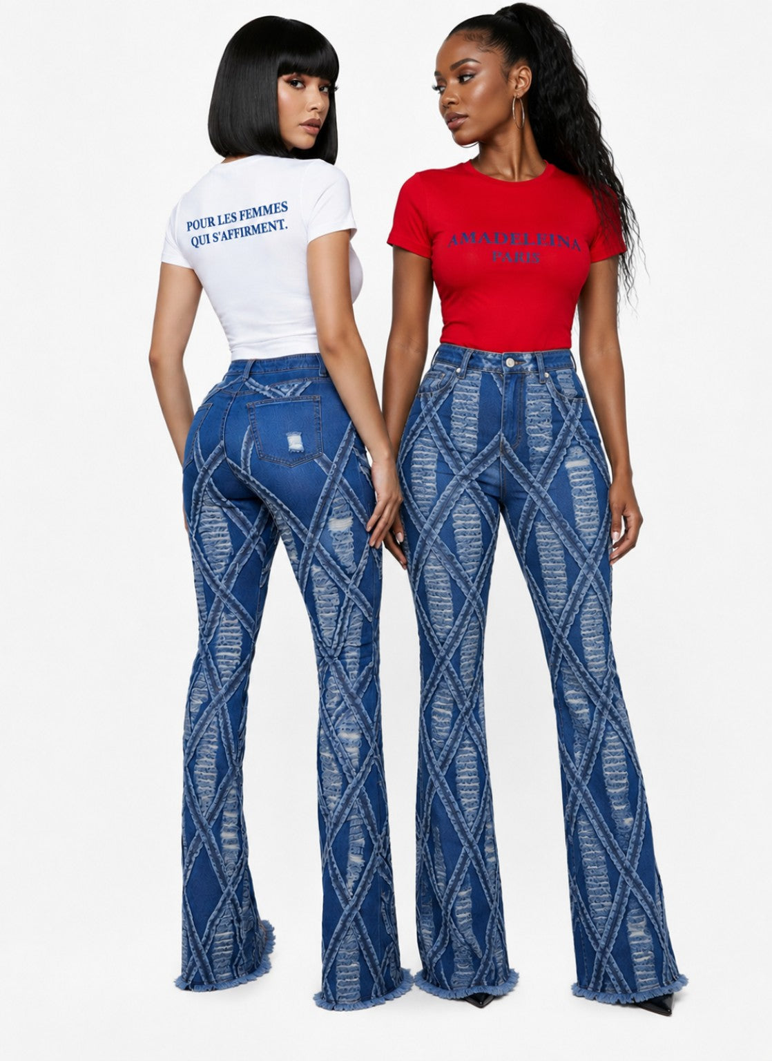 PANTALON JEANS BLEU LONGUES JAMBES AMADELEINA