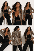 BLAZER IMPRIMÉ LÉOPARD – MANCHES 3/4 AMADELEINA