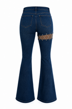 PANTALON JEANS  BLEU LACETS  JAMBE - AMADELEINA