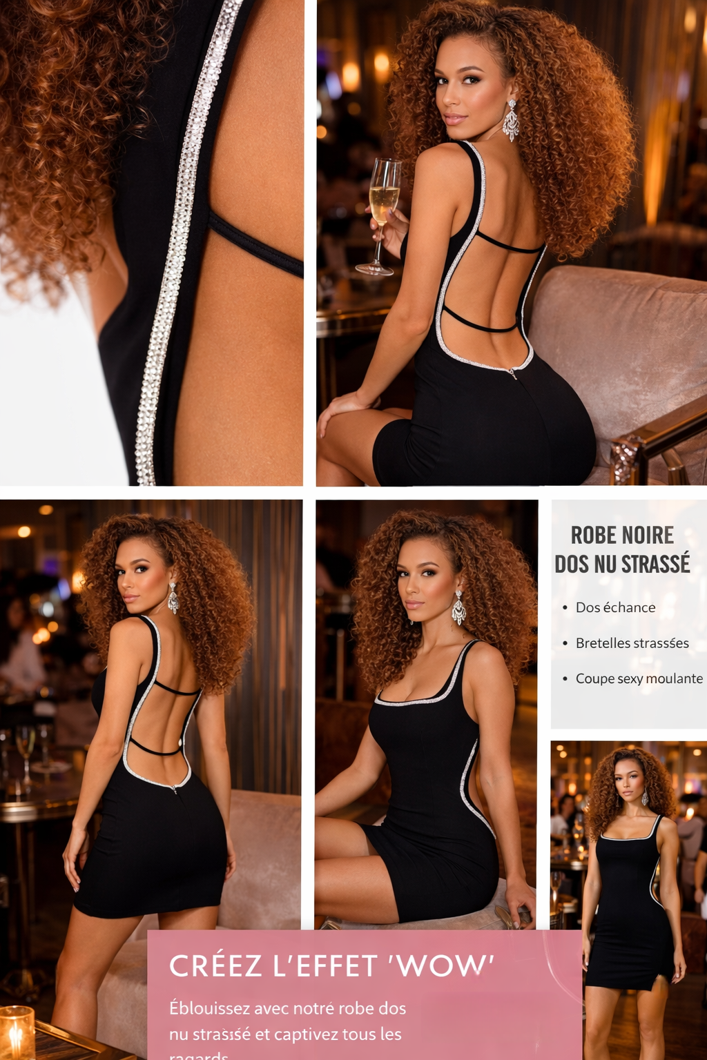 ROBE MINI  NOIRE DOS BIJOU AMADELEINA