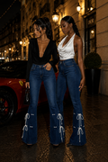 JEANS BLEU A LACETS AMADELEINA
